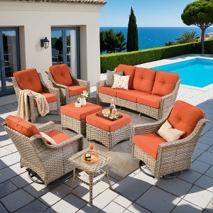 XIZZI OUTDOOR SWIVEL ROCKER SETS: 3-PC Rocker + Modular Sofa & Fire Pit Options - All-Weather Fabric, 8 Color Choices for Patio, Garden, Poolside - 1 of 4