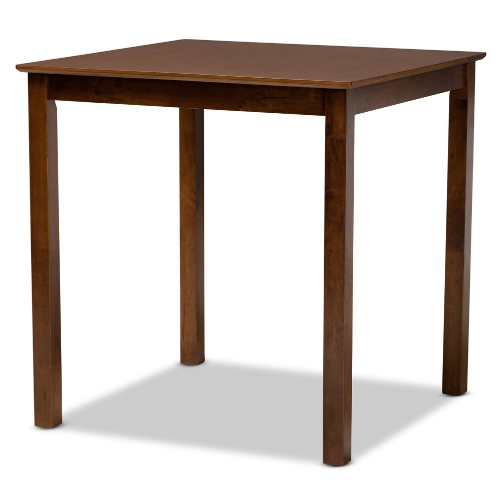 Photos - Dining Table Lenoir Wood Square Counter Height Pub Table Walnut - Baxton Studio
