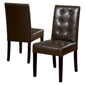 Roland Brown Bonded Leather Dining Chairs - Chocolate Brown (Set of 2) - Christopher Knight Home