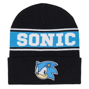 Sonic The Hedgehog Beanie Embroidered Classic Character Cuff Knit Beanie Hat Cap - 1 of 4