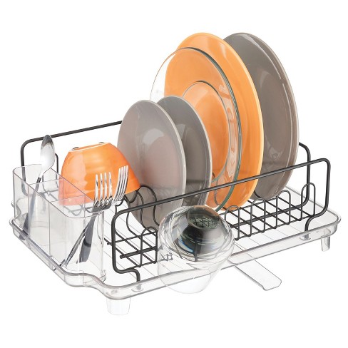 Megachef 16 Inch Chrome Plated And Plastic Counter Top Drying Dish Rack In  Black : Target