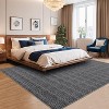 Acekool 5x7 Washable Area Rug, Modern Farmhouse Geometric, Non-Slip, Soft Low Pile, Easy Care Neutral Carpet for Living Room, Bedroom,  Light Brown - 2 of 4
