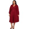 24seven Comfort Apparel Plus Size Shimmer Pleated V Neck Empire Waist Bishop Sleeve Midi Dress - 2 of 3