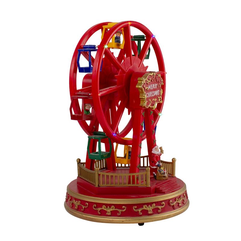 Northlight 11.25" Red and Gold LED Lighted and Musical Rotating Christmas Ferris Wheel, 4 of 8
