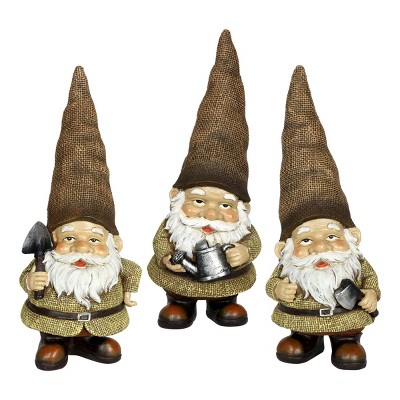 Resin Burlap Buddies Gnome Set - Exhart