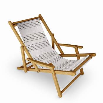 Holli Zollinger Linen Stripe Outdoor Sling Chair - UV-Resistant, Water-Resistant, 3-Position Recline, Collapsible Hardwood Frame - Deny Designs