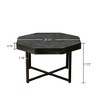 Lyngins Retro Octagonal Coffee Table – Patchwork Design, Vintage Farmhouse Wood Coffee Table with Cross Metal Legs, Center Table for Living Room - 4 of 4