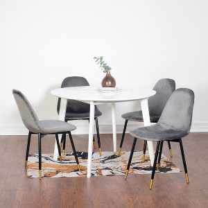 NicBex Round Dining Table Set for 4 Morden Dining Room Table with 4 Velvet Chairs and MDF Tabletop for Dining Room - 1 of 4