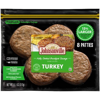 Johnsonville Turkey Fully Cooked Breakfast Sausage Patties - 11.1oz/8ct
