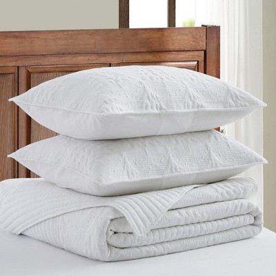 White Cotton Twin Reversible Christmas Tree Bedspread Set