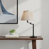 HomeRoots 29" Bronze Metal Swing Arm Table Lamp With Off White Empire Shade - 2 of 4