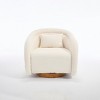 360 Degree Swivel Barrel Chair, Comfy Upholstered Teddy Fabric Accent Chair Pumpkin-Shaped Swivel Chair Modern Armchair - 4 of 4