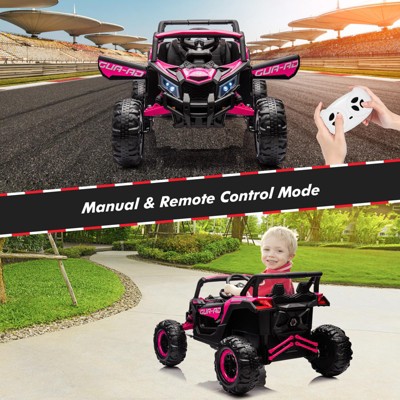 24V Hot Pink and Black Off-Road UTV Ride-On Car
