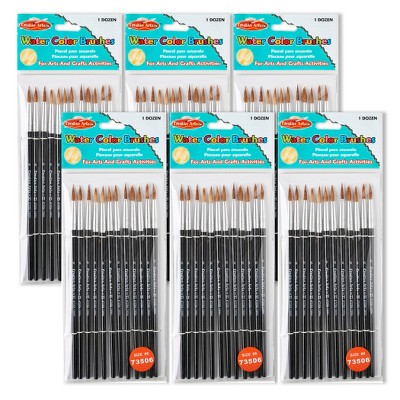 Charles Leonard Water Color Paint Brushes With Round Pointed Tip, # 6,  11/16, Camel Hair, Black Handle, 12 Per Pack, 6 Packs : Target