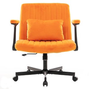 QingMoon Criss Cross Office Chair, Velvet Desk Chair, Wide Seat Computer Chair with Adjustable Arms and Reclining Backrest for Home Office - 1 of 4