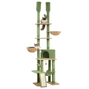 DOMETOUR Adjustable Height(85-112 Inch) Cactus Cat Tree Cat Tower, 7 Tiers Climbing Activity Center with Cozy Hammocks Cat Condo - 1 of 4