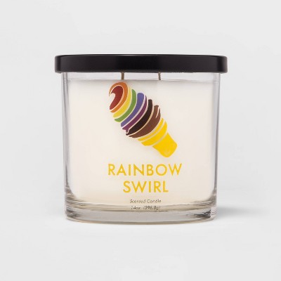 14oz Lidded Glass Jar 2-Wick Rainbow Swirl Candle - Pride