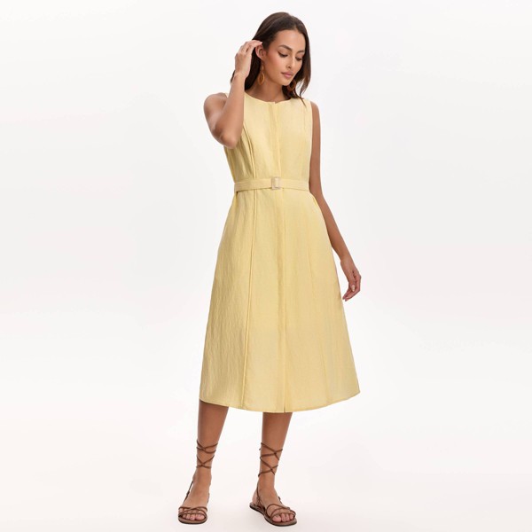 Vestido midi con cinturón - A New Day™ Amarillo 4