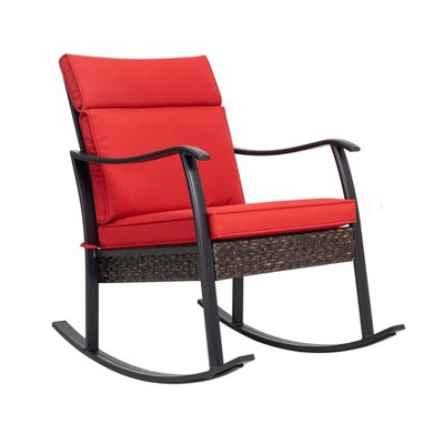 Aluminum Rattan Guide Patio Chair with Cushion - Red - Nuu Garden