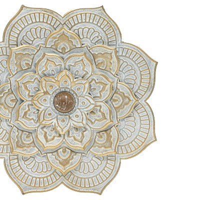 Distressed Patina Metal Layered Flower Wall Sculpture