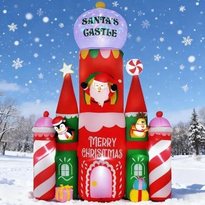 NAYSAYE 10FT Christmas Inflatable Candy Castle with Santa Reindeer and Penguin Outdoor Holiday Decoration for Yard Display, Multicolor, - 1 of 4