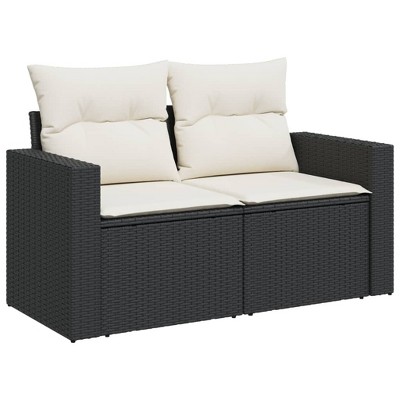 vidaXL Garden Sofa Black, Cream White