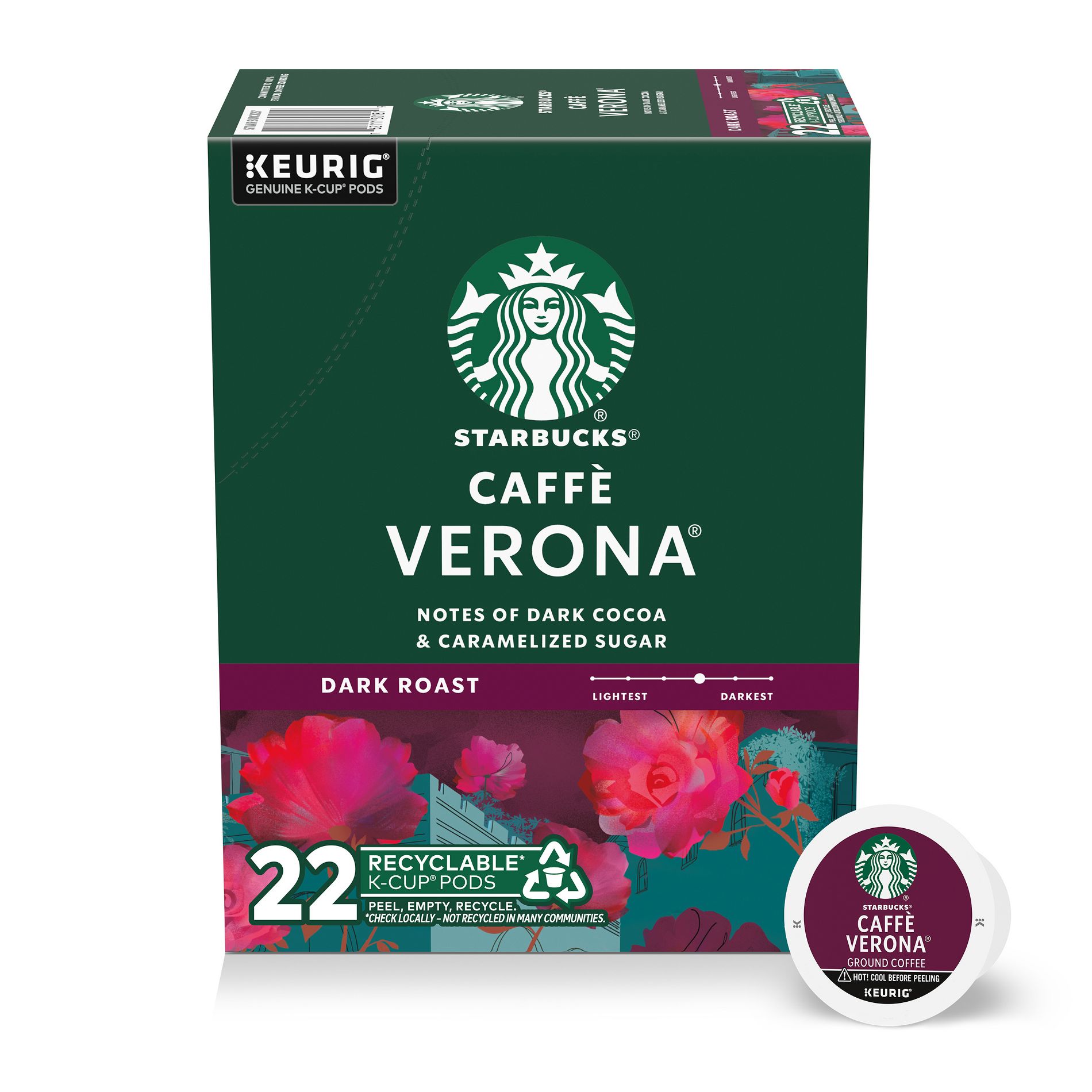 Starbucks Verona Blend Dark Roast Keurig K-Cup Coffee Pods - 22ct