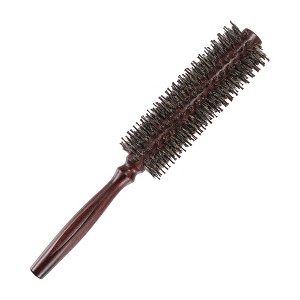 Unique Bargains Round Nylon Bristle Curling Hair Twill Comb Brown 1 Pc - 1 of 4