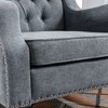 PAGED Button Tufted Upholstered Armchair Comfy Reading Chair with Vintage Brass Studs for Living Room, Reading Room - 4 of 4