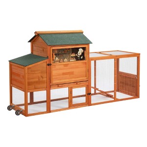 BENCMATE Pet Crates And Houses Colorful Pattern Portable Mobile Chicken Coop, With Egg-Laying Boxes, Activity Area, Orange, 82.30"*22.80"*44.90" - 1 of 4