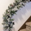 Sunnydaze 9' Indoor or Outdoor PVC Christmas Garland with Pinecones and Berries - Flocked - 4 of 4