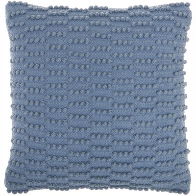HomeRoots 18" Blue Dot And Stripe Polyester and Cotton Blend Throw Pillow With Texture