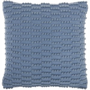 HomeRoots 18" Blue Dot And Stripe Polyester and Cotton Blend Throw Pillow With Texture - 1 of 4