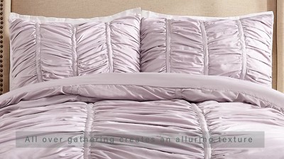 Emily White Ruched Polyester Full Comforter Set
