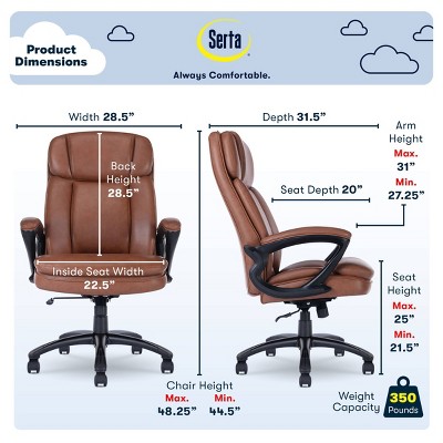 Cognac Faux Leather High Back Executive Swivel Chair