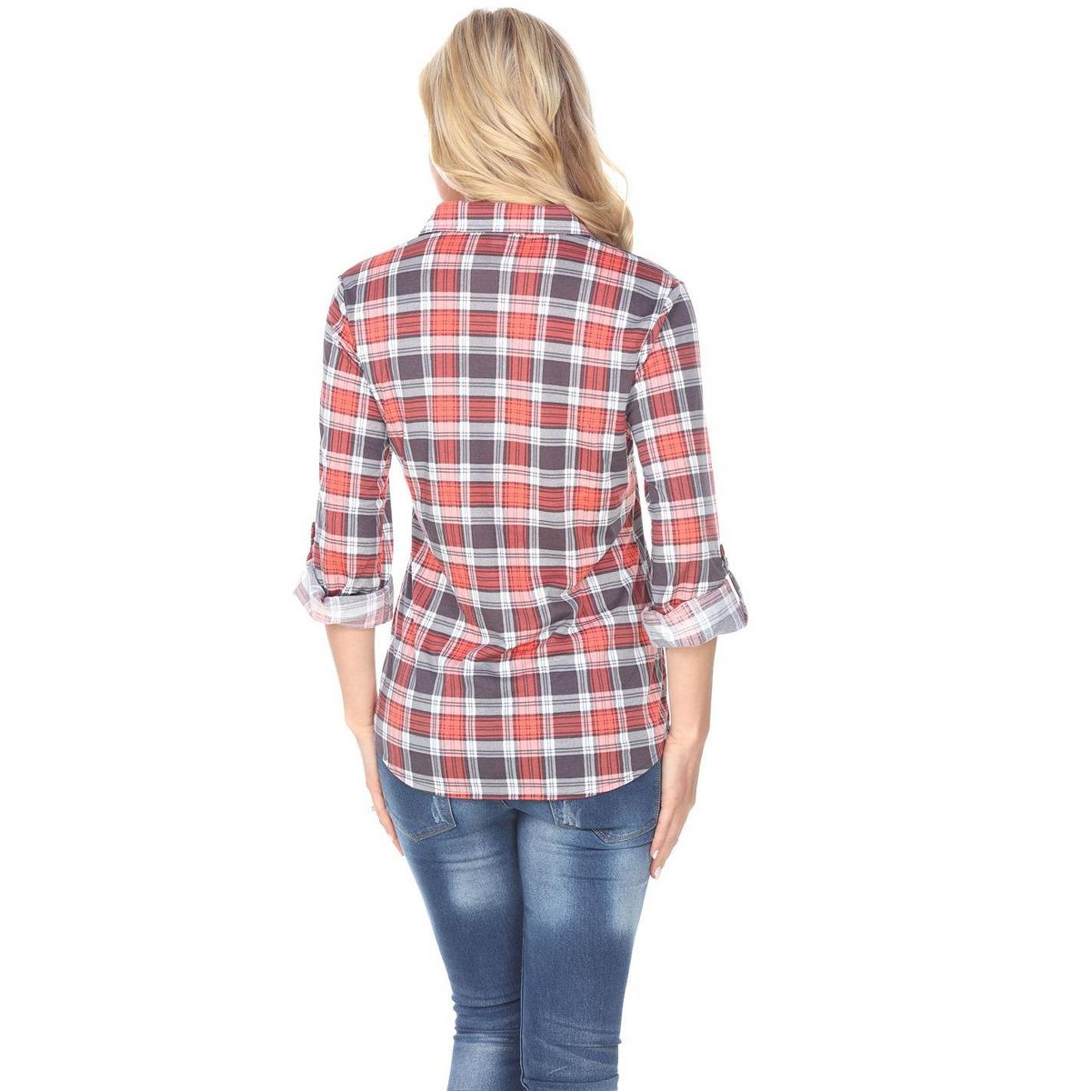 Women's Oakley Stretchy Plaid Tunic Top with Pockets - White Mark - thumbnail 9