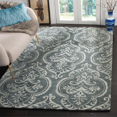 Eilish Floral Blue & Sage Tufted Wool Area Rug, 5' x 8'