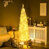 HOMCOM 6' Tall Pre-Lit Slim Noble Fir Artificial Christmas Tree with Realistic Branches, 200 Warm White LED Lights and 390 Tips - 2 of 4