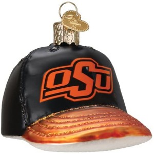 Old World Christmas Blown Glass Ornament for Christmas Tree, Oklahoma State Baseball Cap - 1 of 1