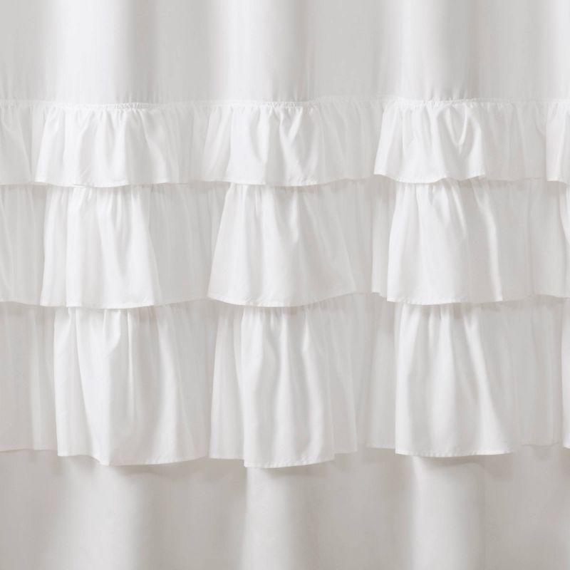 Abby Ruffle Shower Curtain Solid White, 4 of 5