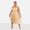 Rebdolls Women's Darling Linen Wavy Stripe Midi A Line Dress W. Pockets - 2 of 4