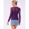 INSPIRE CHIC Women's Sheer Mesh Long Sleeve Crew Neck Double Layered Party Shirts - 3 of 4