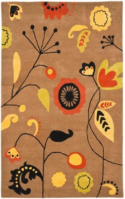 Brown and Multicolor Hand-Tufted Wool Area Rug