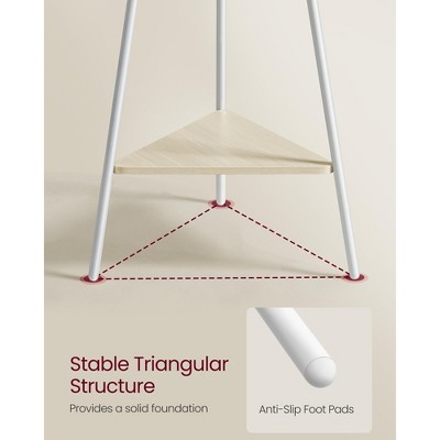 White and Light Brown Freestanding Coat Rack with Shelves