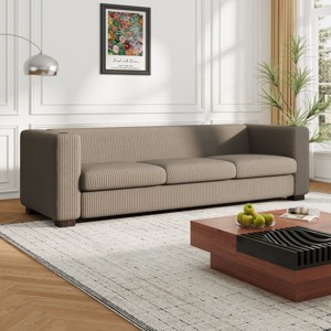 3 Seater Sofa with Cup Holders, Corduroy Upholstered Modern Sofas for Living Room, Lounge or Office Seating, Wide Armrest Couch-Maison Boucle - 1 of 4