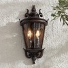John Timberland Casa Marseille Rustic Outdoor Wall Light Fixture Veranda Bronze Scroll 17" Champagne Hammered Glass for Post Exterior Barn Deck House - 2 of 4