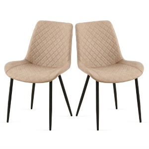 NicBex Faux Leather Dining Chairs Set of 2,Upholstered Armless Kitchen Chairs with High Back and Metal Legs for Dining Room,Kitchen - 1 of 4