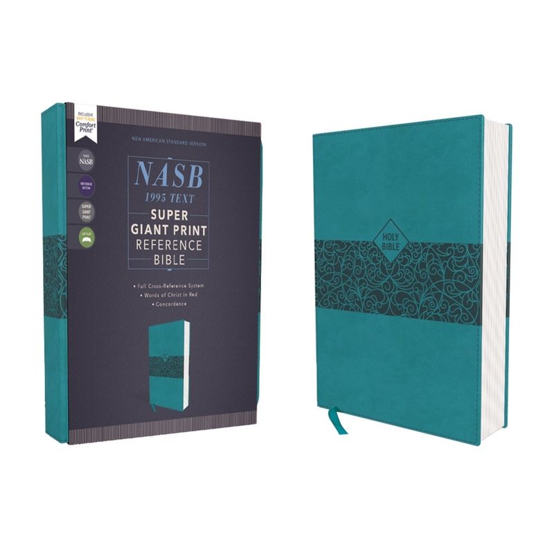 Nasb, Super Giant Print Reference Bible, Leathersoft, Teal, Red Letter Edition, 1995 Text, Comfort Print - Large Print by  Zondervan (Leather Bound), 1 of 2