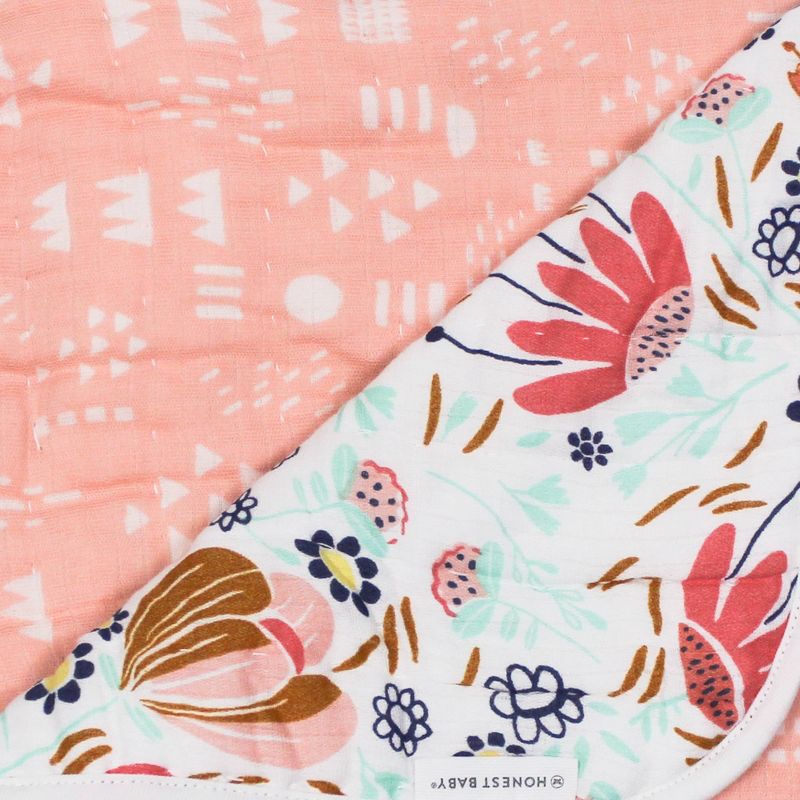 Honest Baby Organic Cotton Quilted Receiving Blanket - Flower Power, 3 of 4