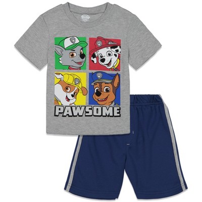 PAW Patrol Chase Marshall Rubble Rocky Toddler Boys T-Shirt Shorts Set Gray 